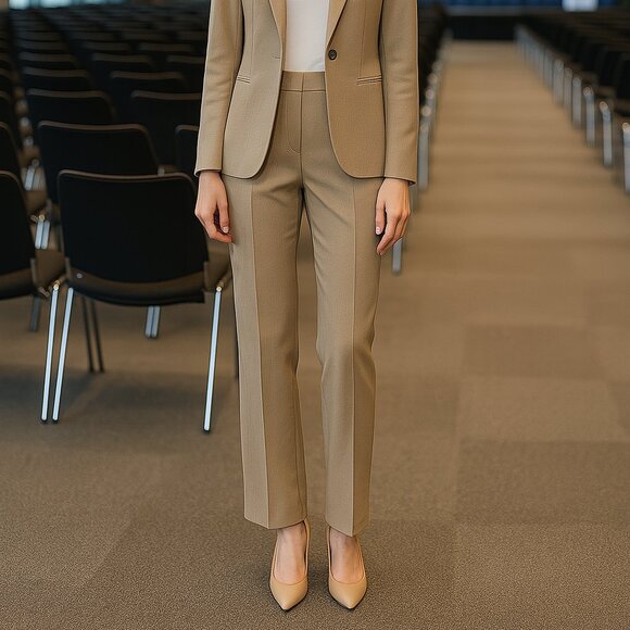 Atelier Stretch Washable Straight Leg Dress Pants – Beige Tan, Size 4 - Picture 1 of 7